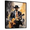 thumbnail image 2 of Designart "Harlem Jazz Yellow Black New York Rhythms I" Portrait Floater Framed Wall Art Print, 2 of 7
