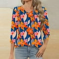 thumbnail image 3 of HomeGardon 3/4 Length Sleeve Womens Tops Summer Tops for Women Ladies' Fashionable Casual Printed V-neck Three Quarter Sleeve 3/4 Sleeve T-shirt,S-XXXL, 3 of 7