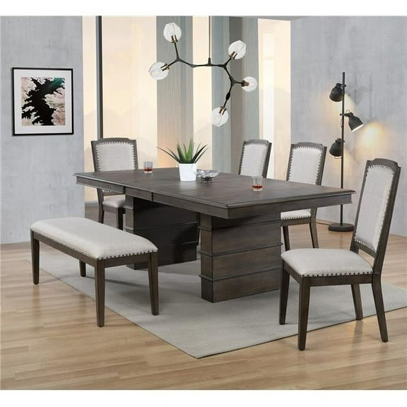 Sunset Trading Cali 6-Piece 96" Rectangular Extendable Wood Dining Set in Brown