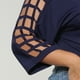 thumbnail image 4 of Fiudx Ofertas de La Semana Top Liso con Cuello En V para Mujer, Camiseta de Gran Tamaño con Mangas de Flores Quemadas Huecas, Top/Camisa de Manga Corta con Cuello En V, 4 of 5