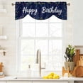 thumbnail image 3 of Happy Birthday Tie Up Valance Curtains for Windows, Kitchen Curtains Window Treatments, Navy Blue Modern Abstract Art Short Window Shades Valances for Bedroom Bathroom Cafe 54"x18", 3 of 8