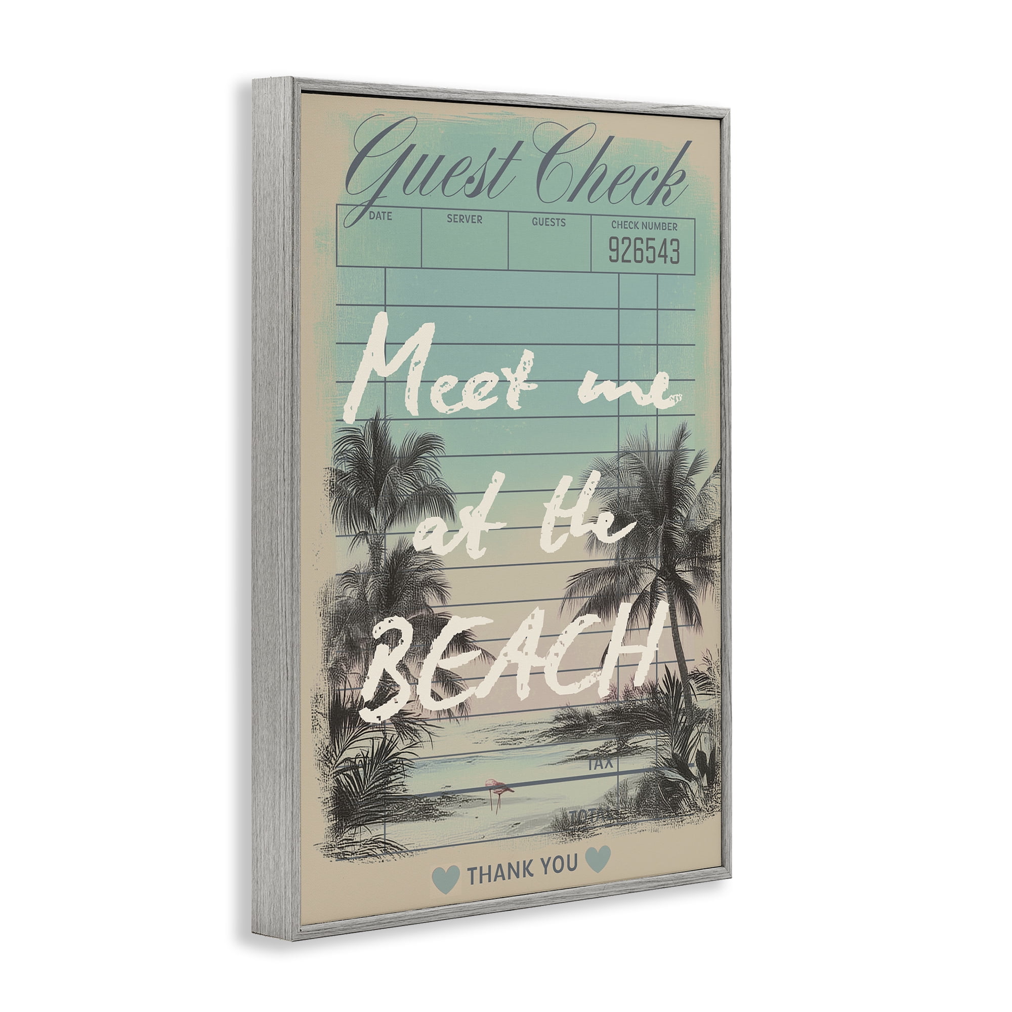 Stupell Industries Meet Me At Beach Check Gray Framed Giclee Art, design by Annabelle Hall