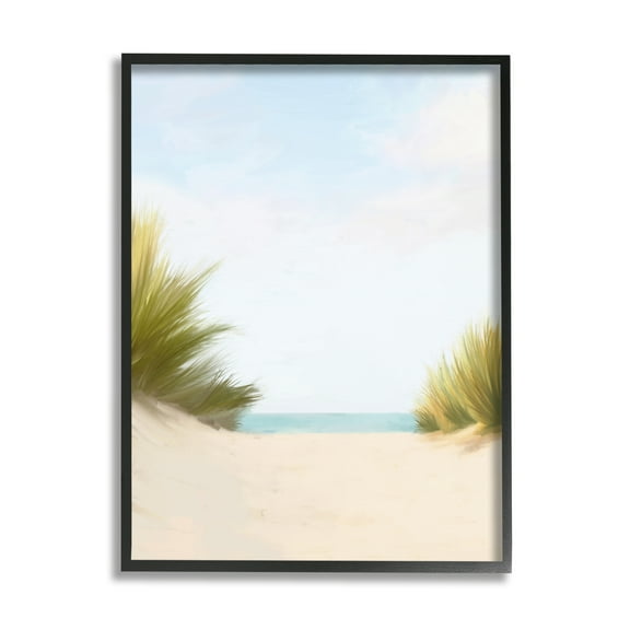 Stupell Industries Seaside Beach Dunes Nature Painting Black Framed Art Print Wall Art, 11 x 14