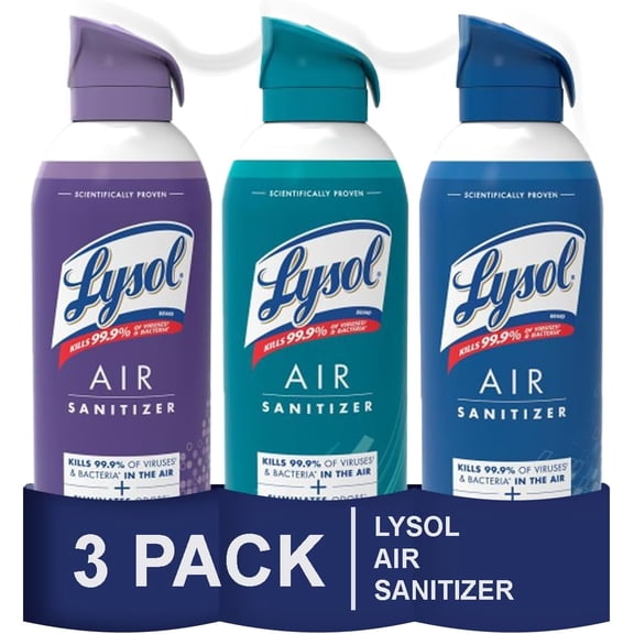 Lysol Air Sanitizer Spray, for Air Sanitization and Odor Elimination, White Linen, Simple Fresh, Light Breeze 10 fl. oz (Pack of 3)