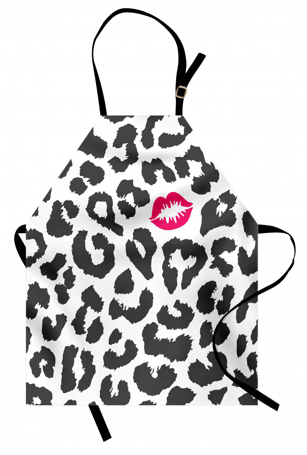 Safari Apron Leopard Cheetah Animal Print with Kiss Shape Lipstick Mark