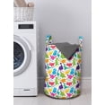 thumbnail image 3 of Jurassic Laundry Bag, Dinosaur Archaeological Historical Monster Wild Creature Cartoon Children Print, Basket with Handles Drawstring Closure for Laundromats, 13" x 19", Multicolor, by Ambesonne, 3 of 4