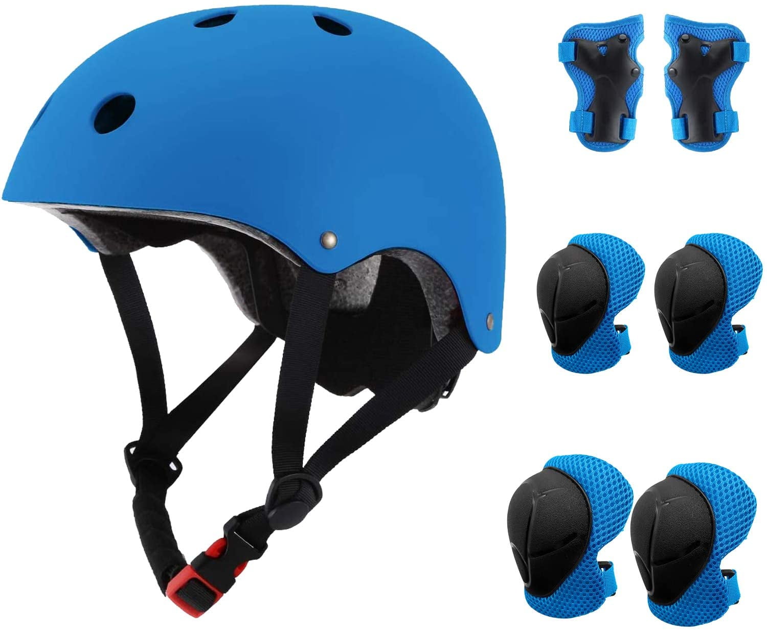 7 Set Adjustable Safety Kids Helmet w/Knee Elbow Wrist Pad Scooter Skateboard 