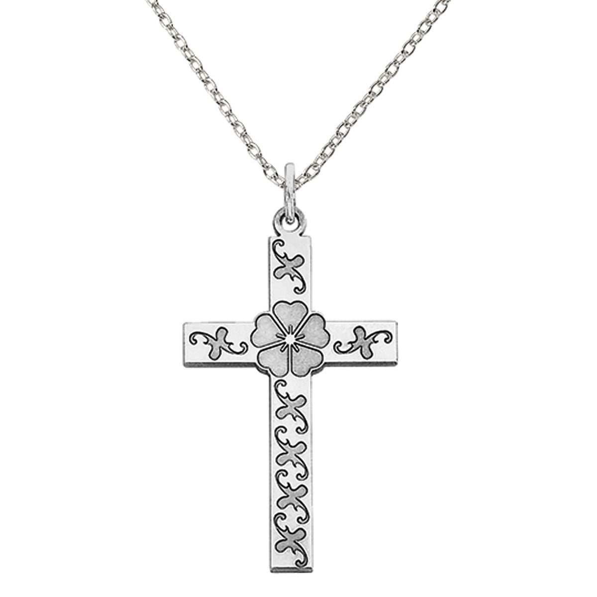 Sterling Silver Laser Designed Cross Pendant