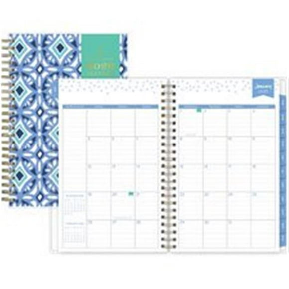 Blue Sky Couverture de Design 8 x 5 Po Planificateur Hebdomadaire et Mensuel, Bleu et Blanc