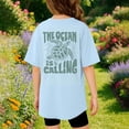 thumbnail image 6 of Girls T Shirts Short Sleeve Round Neck Basic Cute Print Tees Back To School Clothes Casual Preppy School Uniform Tops,Light Blue,8-9 Years, 6 of 7