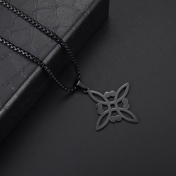 Collar de nudo de bruja Vintage para hombres y mujeres, colgante de símbolo de Wicca pagano, nudo mágico de acero inoxidable, regalos de joyería celta