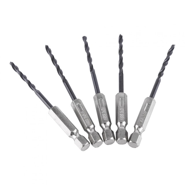 Broca 15 Brocas de Vástago Hexagonal HSS de 3,0 mm, 4,0 mm, 5,0 mm, Alta Dureza y Durabilidad, Revestimiento de Óxido Negro, Aleációnico de Aluminio, Hierro, Madera,