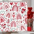 thumbnail image 6 of Valentine''s Day Shower Curtain, Boho Rainbow Floral Love Heart Set Valentines Day Shower Curtain, Valentines Day Lovers Bathroom Accessories 72"X72" with Hooks Fabric Love Holiday Bathtub Curtain, 6 of 6