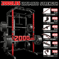 thumbnail image 4 of MITONOS Multi-Functional Squat Rack with LAT Pulldown System Exercise Power Cages with Barbell, Metal Red, 4 of 8