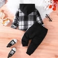 thumbnail image 5 of Popvcly Toddler Baby Boy Clothes Long Sleeve Hoodie Outfits Plaid Flannel Shirt Top Sweatpants Fall Winter Clothing 3M-5T, 5 of 9