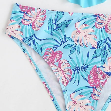 

Gubotare Toddler Girl 2 Piece Swimsuit Sport Blue Floral Prints High Waist Bikini Set Swimwear Beach Bathing Bathing Suit Toddler Blue 13-14 Years