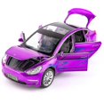 thumbnail image 1 of Modelo de coche de aleación Tesla Model X, escala 1:32, morado, 1 of 5