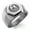 Silver, variant on Stainless Steel Rokkaku Samurai Crest Engraved Hexagon Crest Flat Top Biker Style Polished Ring