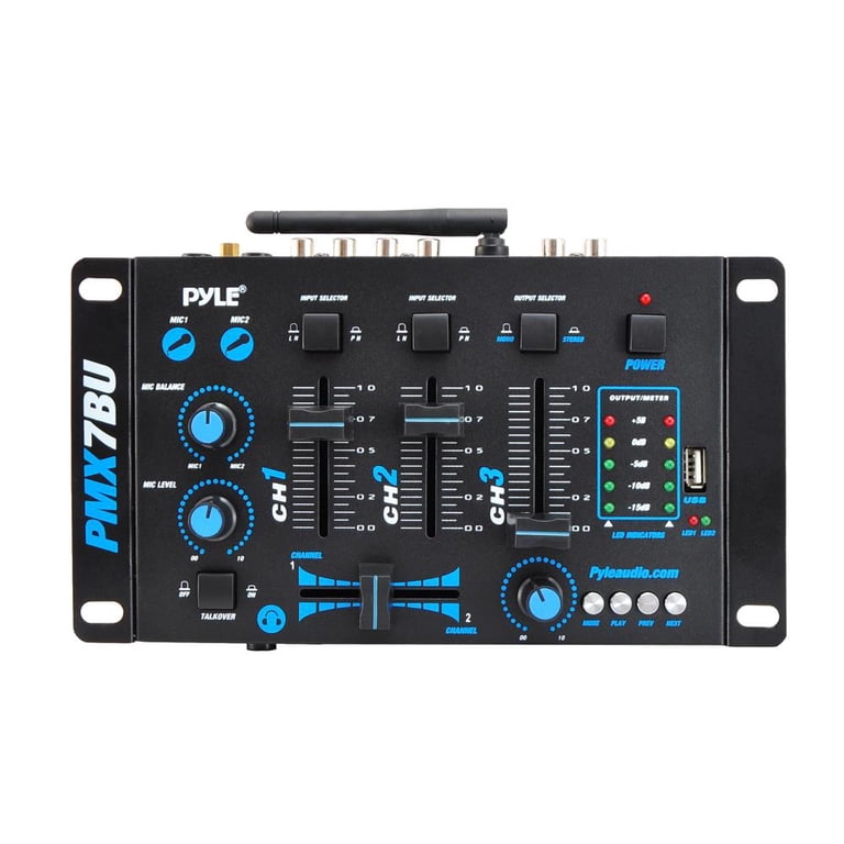 Pyle Wireless 3 Channel DJ Mixer Bluetooth USB Microphone Pyle Wireless ...