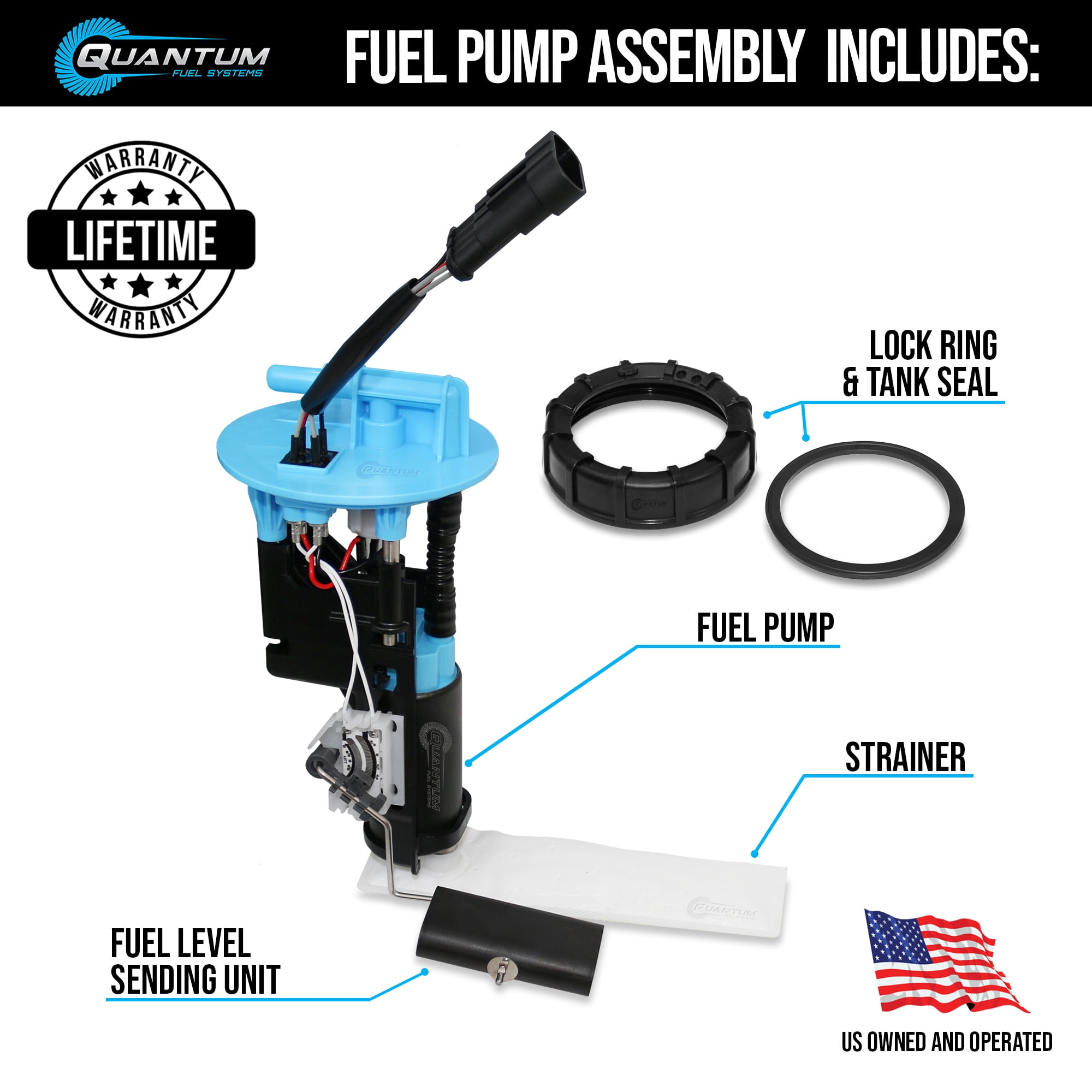 Quantum OEM Replacement Fuel Pump Assembly w/ Lock Ring