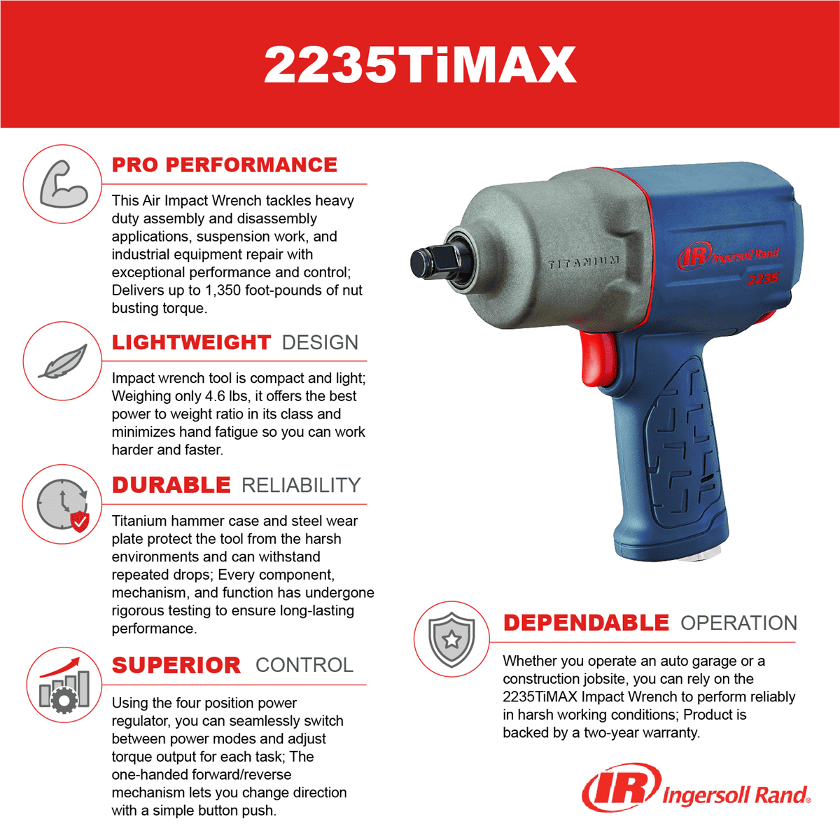 Ingersoll Rand 2235TIMAX, 1/2" Pneumatic Impact Wrench