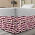 thumbnail image 1 of Chevron Bed Skirt, Patchwork Design Inspired Geometric Composition with Stars Circles and Triangles, Elastic Bedskirt Dust Ruffle Wrap Around for Bedding Decor, 4 Sizes, Multicolor, by Ambesonne, 1 of 2