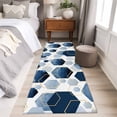 thumbnail image 5 of 2x6 Kitchen Runner Rug, Navy Blue Marble Non-Skid Rubber Backing Large Rectangle Rugs - Living Room Bedroom Home Office, Gold White Geometric Hexagon Modern Indoor Floor Mat Carpets Washable Rug, 5 of 9