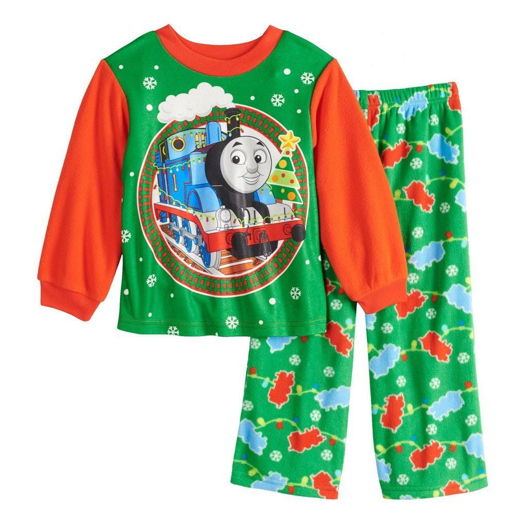 Thomas The Train Toddler Boys Green Red Fleece Christmas Pajama
