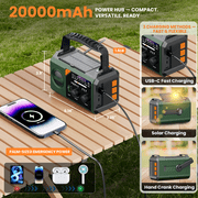 AUOSHI 20000mAh Weather Radio, NOAA/AM/FM Emergency Radio with USB/Solar/Hand Crank Charging, Flashlight, SOS Alarm, Compass, Battery Operated for Hurricane Preparedness