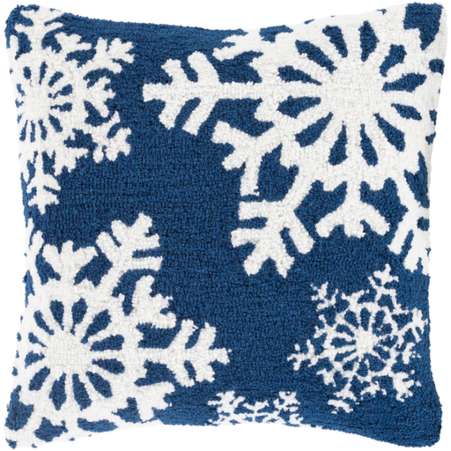 18" Navy Blue and Snowy White Decorative Snowflake Christmas Throw