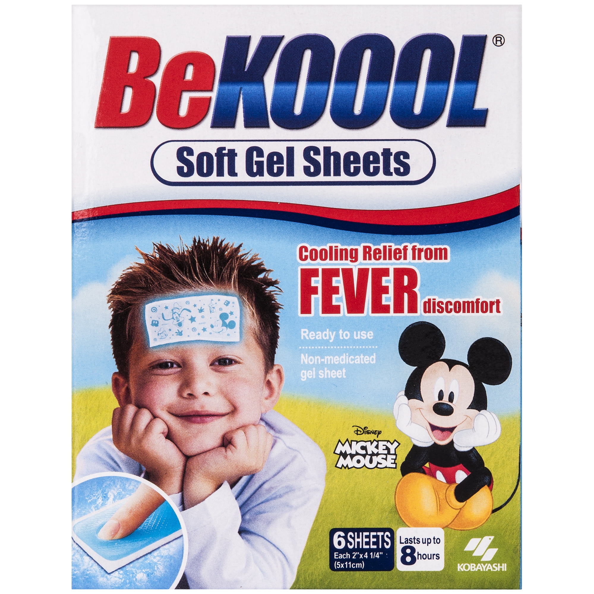 BeKoool Cooling Gel Sheets for Kids, Fever Relief, 6 Ct