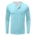 thumbnail image 5 of UVEASISHA Big and Tall Henley Shirts for Men Button Up V Neck Long Sleeve Tee Shirt Fall Casual Regular Fit T-Shirts Solid Color Workout Tops Mint Green XL, 5 of 7