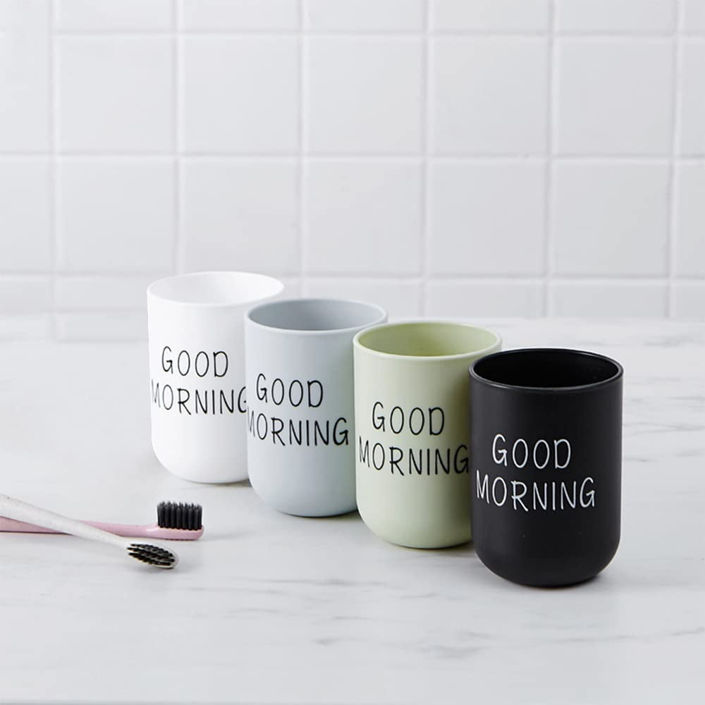 STONCEL 4 Pcs Bathroom Tumblers Cups, Unbreakable Reusable Toothbrush Holders, Eco-Friendly Plastic Drinking Cups for Water, Coffee, Milk, Juice, Tea(4 Colors)