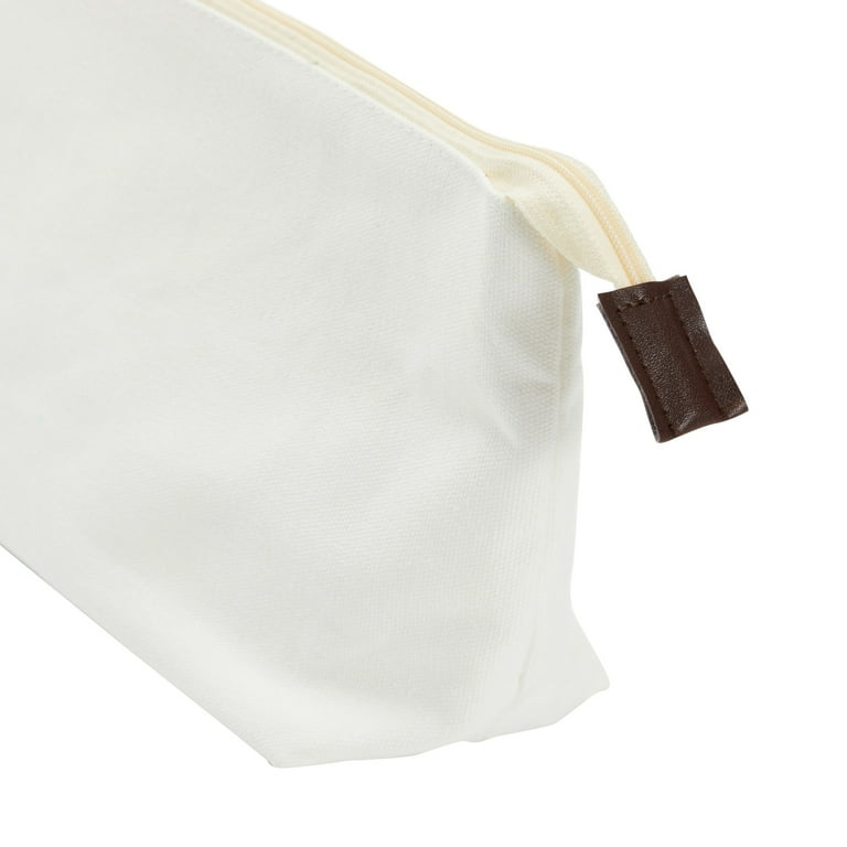 6 Pack Canvas Makeup Bags with Zipper for Cosmetics Toiletries DIY Crafts White 11.75 x 5.5