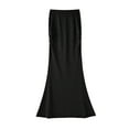thumbnail image 6 of Efsteb Womens Long Skirts High Waist Long Skirt Solid Color Fall Fashion Casual Comfy Skirts (Black,L), 6 of 7