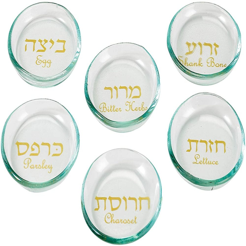 12 Elegant Blue and Gray Glass Passover Round Seder Plate