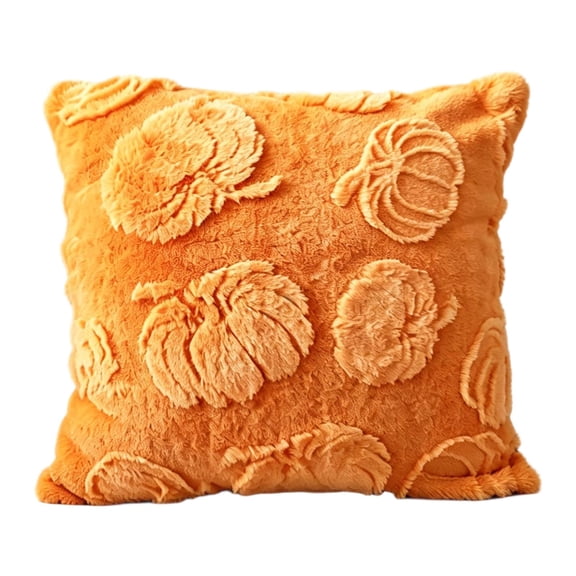 3D Raised Pumpkin Throw Pillow Cover 18x18 Inch, Halloween Fall Plush Tufted Decorative Cushion Case for Sofa Couch Indoor Holiday Home Decoration