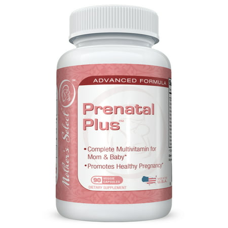 Prénatale vitamines et minéraux - Mother's Select Pré-Natal Plus - Long Lasting 90 Capsule 3 mois d'approvisionnement - avec fer, folate et calcium - pilules doux Veggie