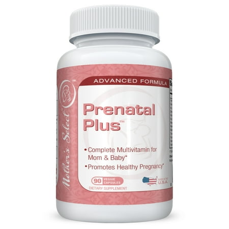 Prénatale vitamines et minéraux - Mother's Select Pré-Natal Plus - Long Lasting 90 Capsule 3 mois d'approvisionnement - avec fer, folate et calcium - pilules doux Veggie