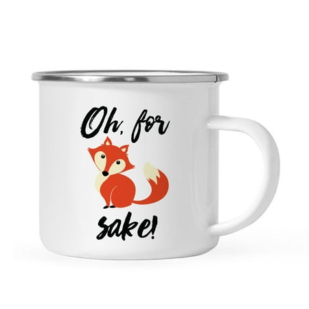 Andaz Press 11oz. Funny Witty Stainless Steel Campfire Coffee Mug Gag Gift, Oh for Fox Sake, Fox Graphic,