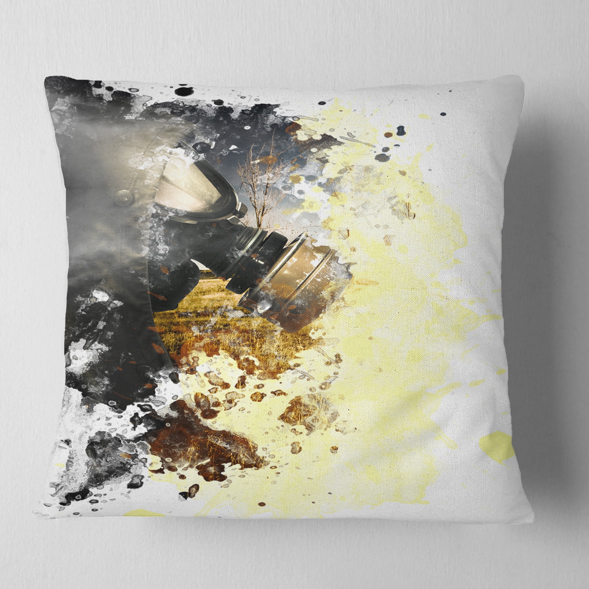 Designart Disaster of War and Gas - Abstract Throw Pillow - 18x18