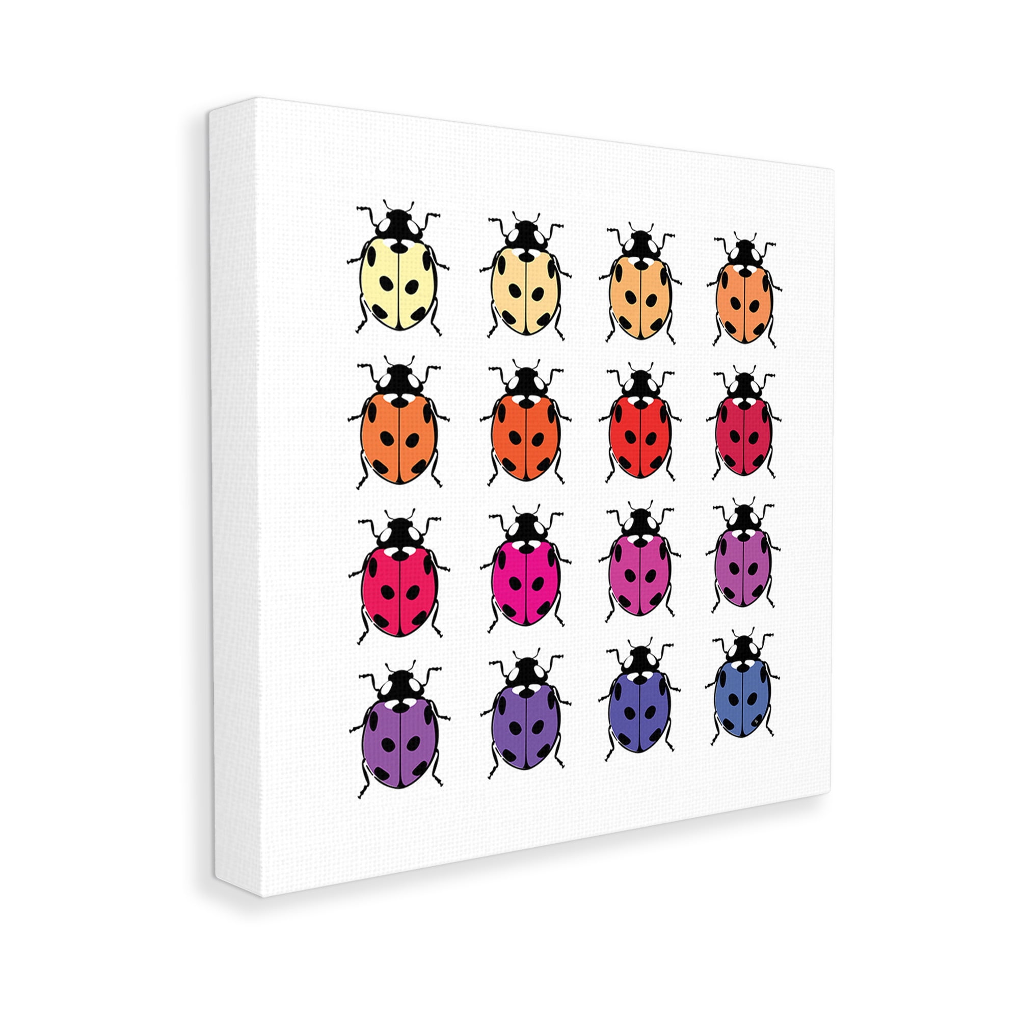 Stupell Industries Rainbow Ladybugs Pattern Animals & Insects Painting Gallery Wrapped Canvas Art Print Wall Art, 36 x 36