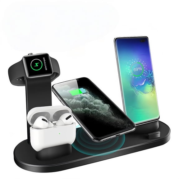 Ouxumoll 3 in 1 Charging Station Apple, Get Ready for Effortless Simultaneous Charging, Compatible with iPhone 17/16/15/14/13/12/11/XR/X/8 Series & Android Phones, Black
