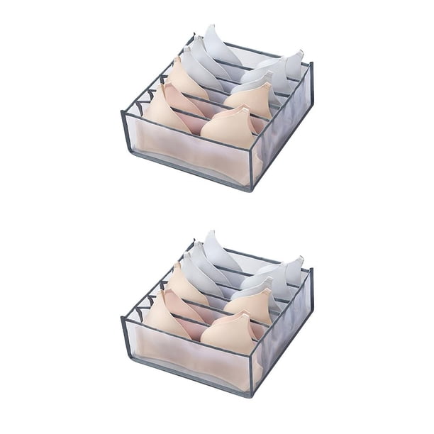 Caja de malla de almacenamiento Billuyoard organizador de cajón de ropa 6 compartimentos Gris 2Conjunto