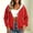 Red women polka dot shacket a1, variant on Bzdzmqm Women Fall Winter Hooded Zip Polka Dot Shacket Casual Loose Outwear Long Sleeve Fuzzy Jacket for Trendy Streetwear, Gray XL