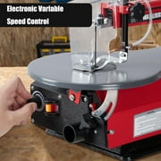 M optimized 16-Inch Variable Speed Scroll Saw with LED Light, Easy-Access Blade Changes and Extra-Large Adjustable Tilting Work Table, Red