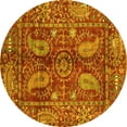 thumbnail image 1 of Ahgly Company Machine Washable Indoor Round Abstract Yellow Modern Area Rugs, 4' Round, 1 of 4