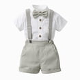 thumbnail image 2 of Toddler Boy Summer Wedding Clothes Set with Bowtie Short Sleeve Shirt and Suspender Shorts Baby Outfits, 2 of 6