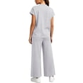 thumbnail image 3 of Cadmus 2-Piece Sets for Women Short Sleeve Tops Wide Leg Pants with Pockets, Light Grey, XL, 3 of 9