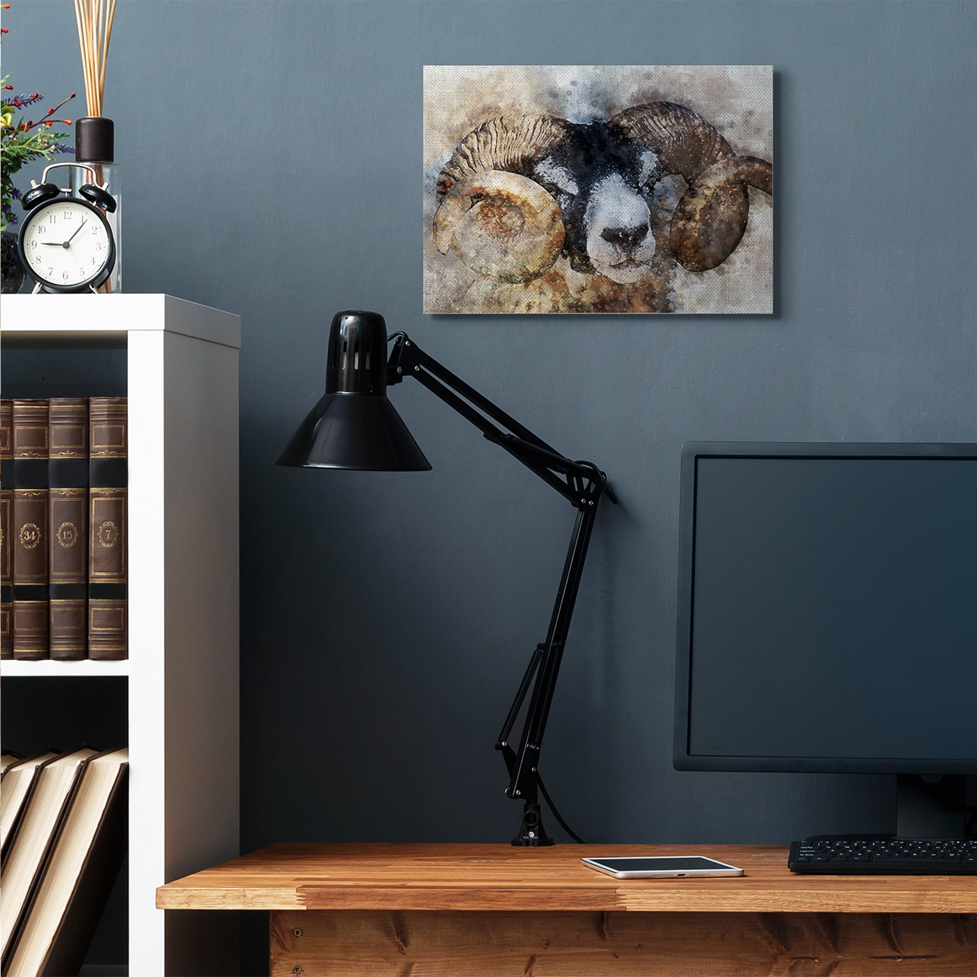 Stupell Industries Big Horned Ram Abstract Dreamlike Portrait Canvas Wall Art by Ziwei Li
